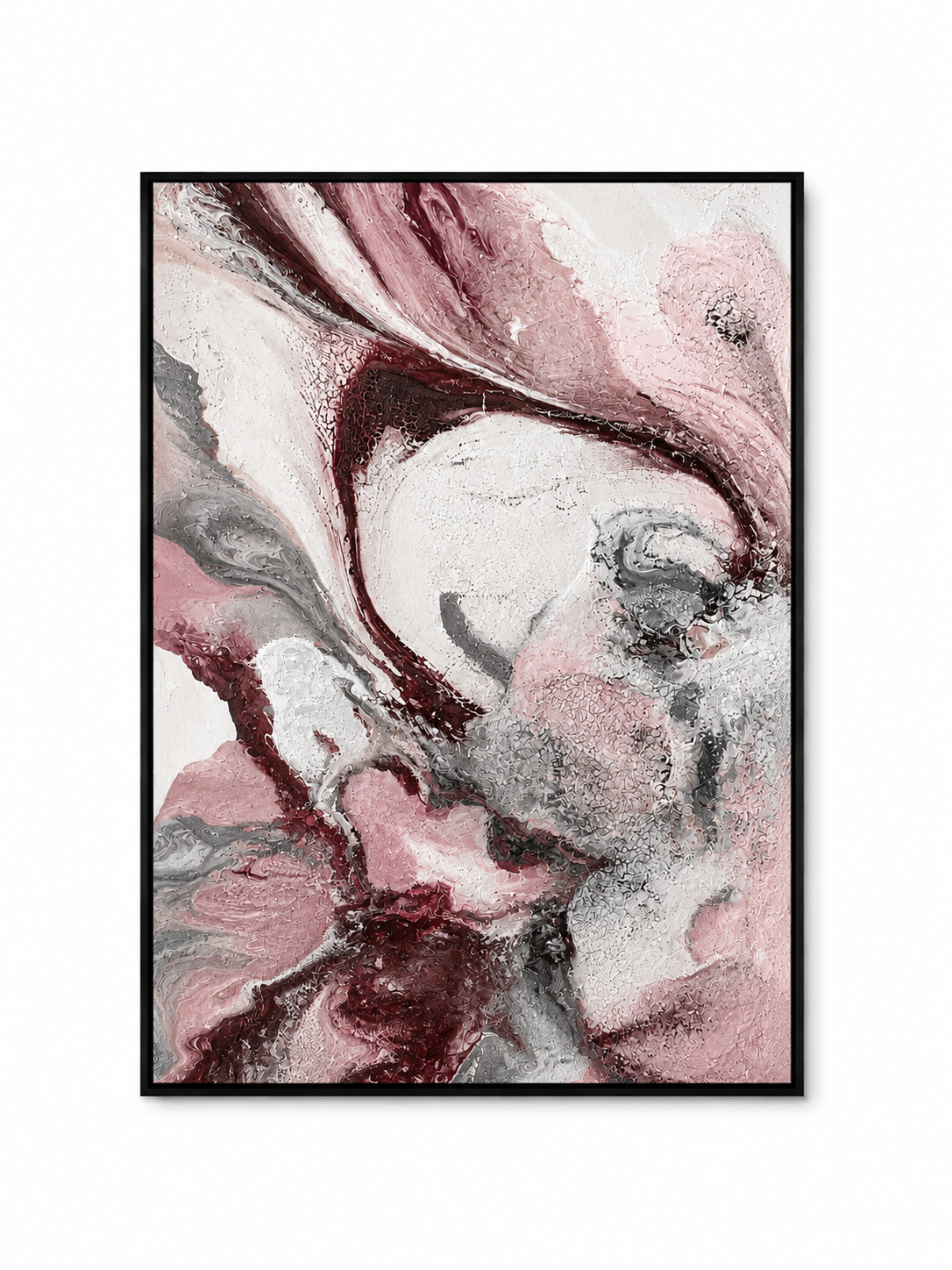 Marble Dreams abstract schilderij Blush Reverie in blush, bordeaux en grijstinten.